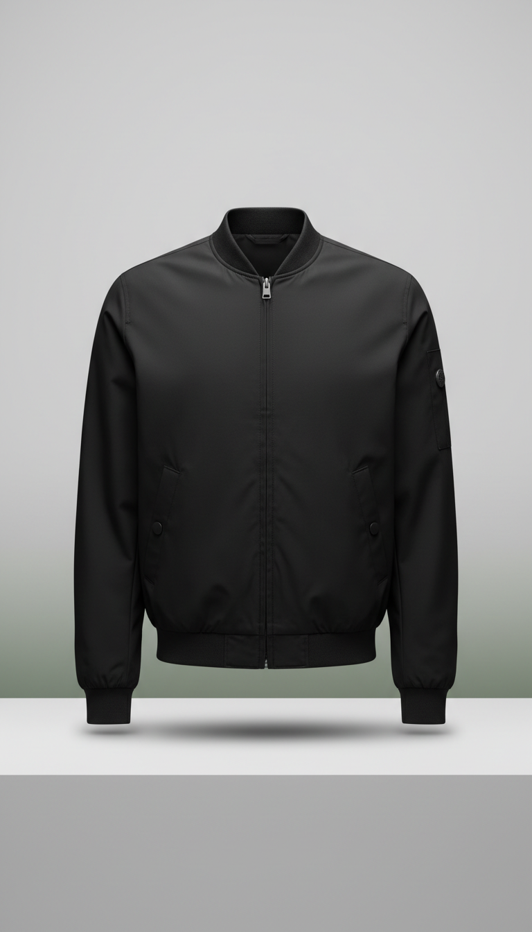 Matte Black Technical Nylon Bomber