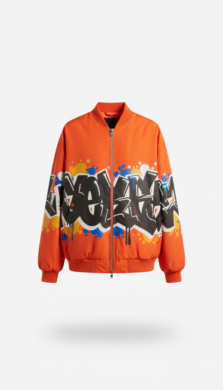 Graffiti Orange Bomber Jacket